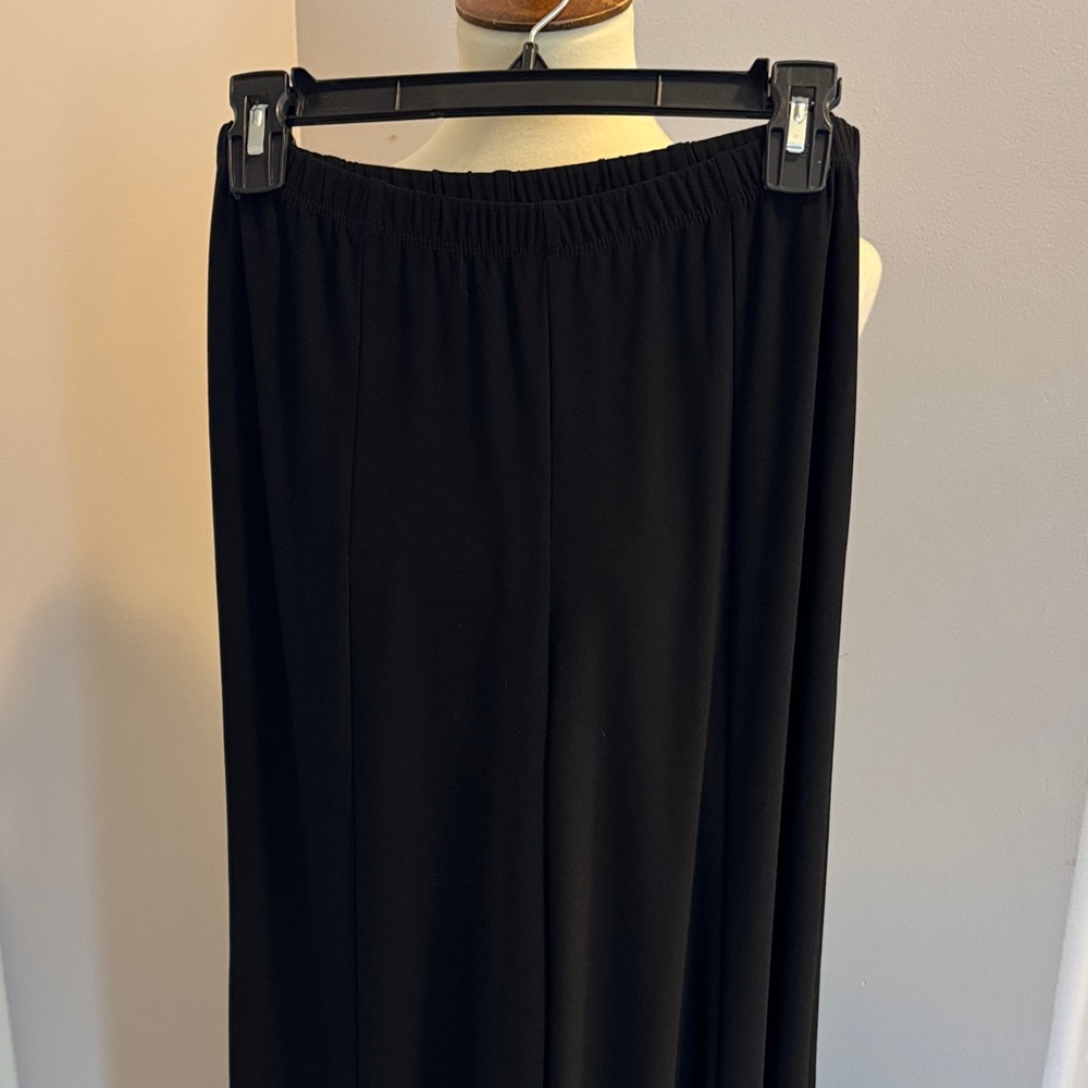 Elegant Black Elastic Waist Wide-Leg Pants